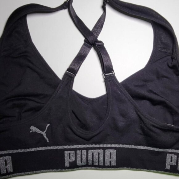 Puma Womens Black Athletic Exercise Sports Bra Size Medium - Picture 2 of 10